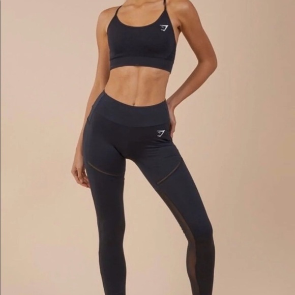 Gymshark Simply Mesh Black Leggings - Picture 1 of 8